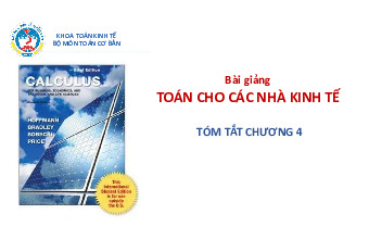 Tóm tắt chương 4 bộ môn toán khoa toán kinh tế