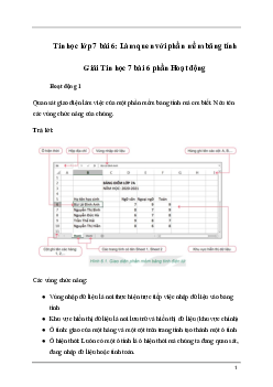 Bài 6: Làm quen với phần mềm bảng tính | Giải Tin học lớp 7 sách Kết nối tri thức