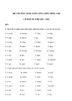 150 đề thi học sinh giỏi Tiếng Anh lớp 6 năm 2024