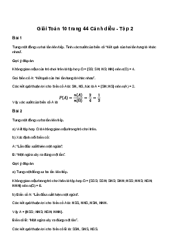 Giải Toán 10 Bài 4: Xác suất của biến cố trong một số trò chơi đơn giản | Cánh diều