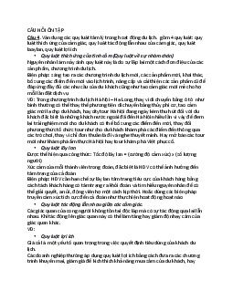 Câu hỏi ôn tập Tâm lý du khách | Đại học Văn hóa Hà Nội