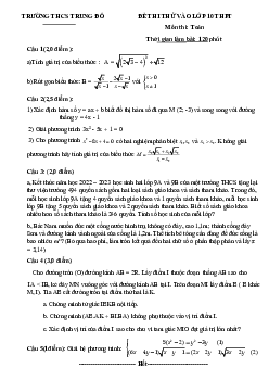 Đề thi thử Toán vào lớp 10 năm 2023 – 2024 trường THCS Trung Đô – Nghệ An