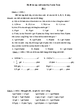 Bộ đề ôn tập thi cuối học kì 2 lớp 5 môn Toán