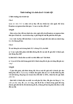 Giải Sinh học 10 Bài 18: Sinh trưởng và sinh sản ở vi sinh vật | Cánh diều