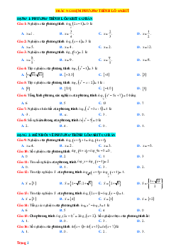 TOP 40 Câu trắc nghiệm Toán 11 về phương trình lôgarit