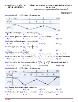 Đề Thi Tốt Nghiệp THPT Môn Toán 2022 Có Đáp Án
