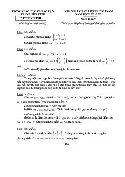 Đề KSCL Toán 9 cuối năm 2022 – 2023 phòng GD&ĐT thành phố Vinh – Nghệ An