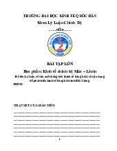 Tiểu luận KTCT - Kinh tế Chính trị Mác-Lê Nin (KTCT01) | Đại học kinh tế quốc dân NEU