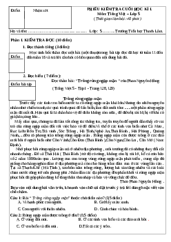 TOP 05 đề thi học kì 1 lớp 5 môn Tiếng Việt có đáp án