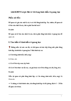 Giải KHTN Lớp 6 Bài 4: Sử dụng kính hiển vi quang học | Kết nối tri thức