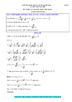 TOP 200 bài tập rút gọn biểu thức và bài toán liên quan trong đề thi vào 10 môn Toán