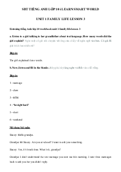 Sách bài tập tiếng Anh lớp 10 unit 1 lesson 3 i Learn Smart World