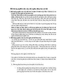Phân tích đối tượng nghiên cứu của chủ nghĩa xã hội khoa học?