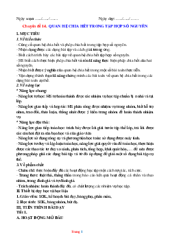 Giáo án Toán 6: Quan hệ chia hết trong tập hợp số nguyên