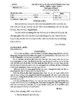 Đề thi học kì 2 môn Tiếng Việt lớp 5 năm 2019