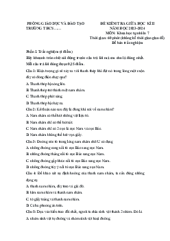 Đề thi giữa học kì 2 môn Khoa học tự nhiên 7 năm 2023 - 2024 sách Cánh diều - Đề 4