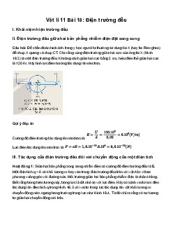 Vật lí 11 Bài 18: Điện trường đều