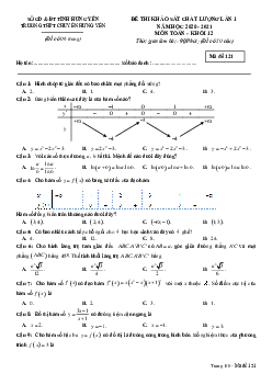 Đề khảo sát chất lượng Toán 12 lần 1 năm 2020 – 2021 trường THPT chuyên Hưng Yên