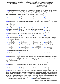 Đề KSCL môn Toán thi ĐH 2019 trường THPT Hàm Rồng – Thanh Hóa lần 2