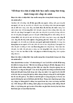 Viết đoạn văn chia sẻ nhận thức bạn muốn mang theo trong hành trang cuộc sống của mình Ngữ Văn 10 sách Kết Nối Tri Thức