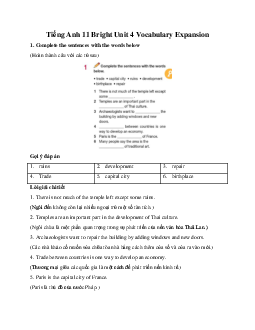 Giải Tiếng Anh 11 Unit 4 Vocabulary Expansion | Bright