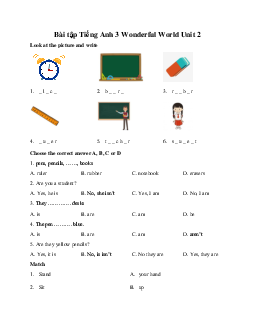Giải Bài tập Tiếng Anh 3 Wonderful World Unit 2 My school