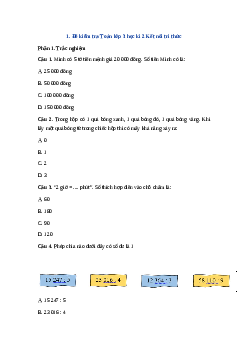 Đề thi Toán lớp 3 học kì 2 - Đề 2 | Kết nối tri thức năm 2022 - 2023