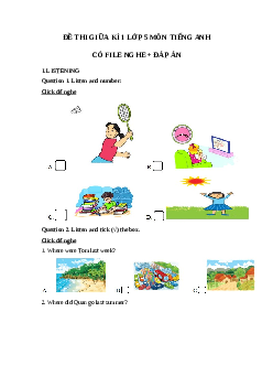 Đề thi thử giữa kì 1 lớp 5 môn tiếng Anh