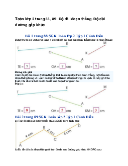 Toán lớp 2 trang 88, 89: Độ dài đoạn thẳng. Độ dài đường gấp khúc | Cánh diều
