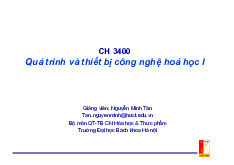 Quá trình thiết bị Công nghệ Hóa học | Bài giảng môn quá trình thiết bị | Đại học Bách khoa hà nội