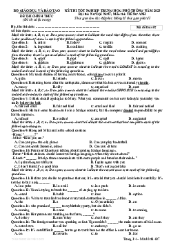 Đề thi chính thức và đáp án mã đề thi 407 môn Tiếng Anh THPT Quốc gia, Kỳ thi tốt nghiệp THPT 2023