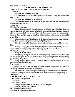 Giáo án Công nghệ 8 Tiết 33: Ôn tập cuối học kì 1 | Kết nối tri thức