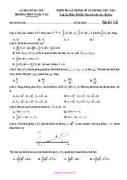 Đề thi cuối học kì 2 Toán 12 năm 2023 – 2024 trường THPT Ngọc Tảo – Hà Nội