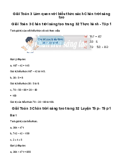 Giải Toán 3: Làm quen với biểu thức | Chân trời sáng tạo