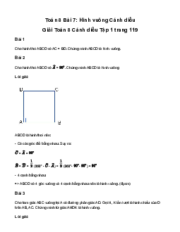 Giải Toán 8 Bài 7: Hình vuông | Cánh diều