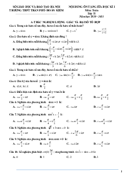 Nội dung ôn tập giữa HK1 Toán 11 năm 2020 – 2021 trường THPT Trần Phú – Hà Nội