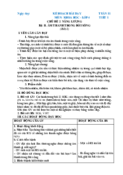 Giáo án Khoa học lớp 4 Tuần 11 | Chân trời sáng tạo