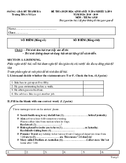 Đề thi chọn học sinh giỏi Tiếng Anh 8 trường THCS Võ Lao 2018-2018 có đáp án