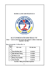 Vai trò của đầu tư đối với tăng trưởng kinh tế và liên hệ với tình hình thực tiễn ở Việt Nam | Môn Kinh tế đầu tư - Đại học Kinh Tế Quốc Dân