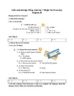 Giải sách bài tập Tiếng Anh lớp 7 Right On Everyday English 5d