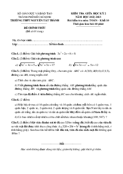 Đề giữa kỳ 2 Toán 10 năm 2022 – 2023 trường THPT Nguyễn Tất Thành – TP HCM