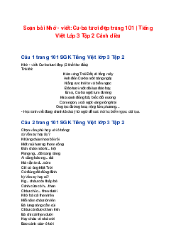 Soạn bài Nhớ - viết: Cu-ba tươi đẹp trang 101 | Tiếng Việt Lớp 3 Tập 2 Cánh diều