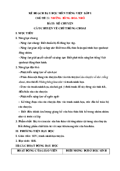 Chủ đề 21: Những bông hoa nhỏ | Bài 4 | Giáo án Tiếng Việt 1 bộ sách Chân trời sáng tạo