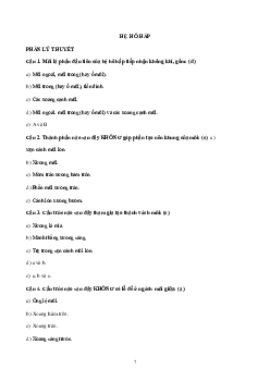 Câu hỏi trắc nghiệm môn Giải phẫu đại cương về Hệ hô hấp có đáp án