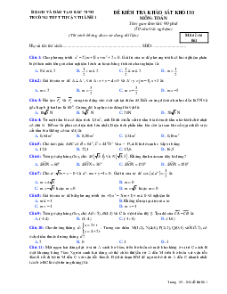 Đề kiểm tra khảo sát môn Toán lớp 10 trường THPT Thuận Thành 1 – Bắc Ninh