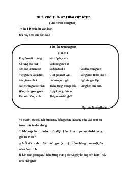 Bài tập cuối tuần Tiếng việt lớp 2 | Chân trời Sáng tạo Tuần 7 Nâng cao