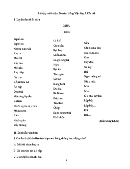 Phiếu bài tập cuối tuần tiếng Việt lớp 3 Tuần 20 (cơ bản) | Kết nối tri thức