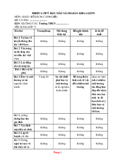 Phiếu Góp Bản Mẫu Ý Sách Giáo Khoa Môn GDCD Lớp 8 Cánh Diều