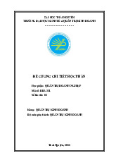 Đề cương chi tiết Môn Quản trị doanh nghiệp | Đại học Kinh tế và Quản trị kinh doanh, Đại học Thái Nguyên