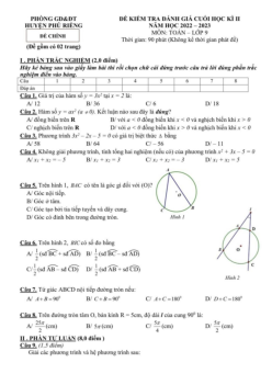 Đề cuối học kì 2 Toán 9 năm 2022 – 2023 phòng GD&ĐT Phú Riềng – Bình Phước